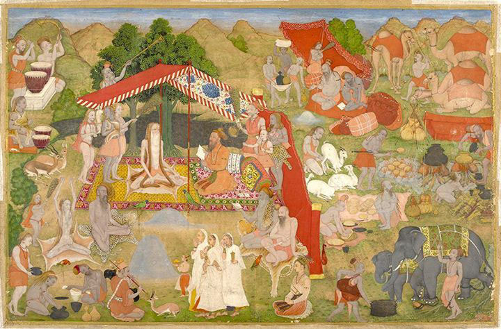 Photo: Mughals visit an Encampment of "Sadhus" from the St. Petersburg Album. India, Mughal dynasty, ca. 1635. Opaque watercolor and gold on paper @ St. Petersburg Institute of Oriental Manuscripts